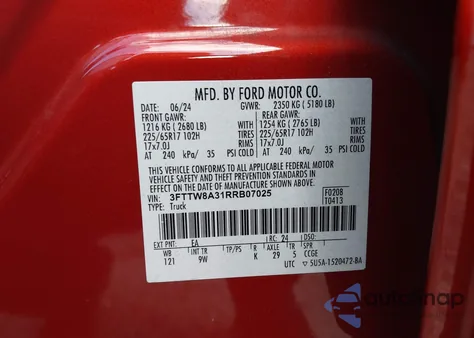 2024 Ford Maverick Xl from USA, damaged, VIN 3FTTW8A31RRB07025